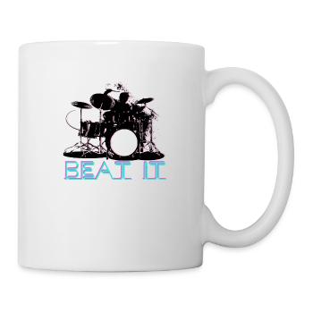JUST BEAT IT Schlagzeuger / Drums / Trommel / Beat - Tasse - Weiß - Rechts