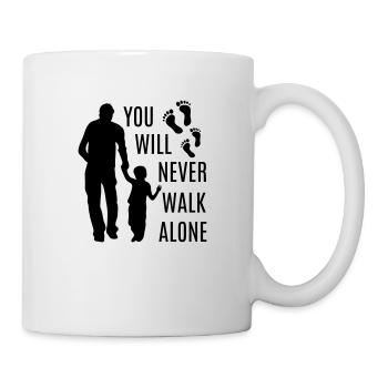 Vater Sohn bester Papa Kind Never walk alone Füße - Tasse - Weiß - Rechts