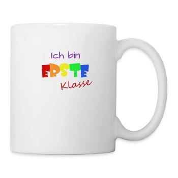 Ich bin erste Klasse Maske Einschulung Schulkind - Tasse - Weiß - Rechts