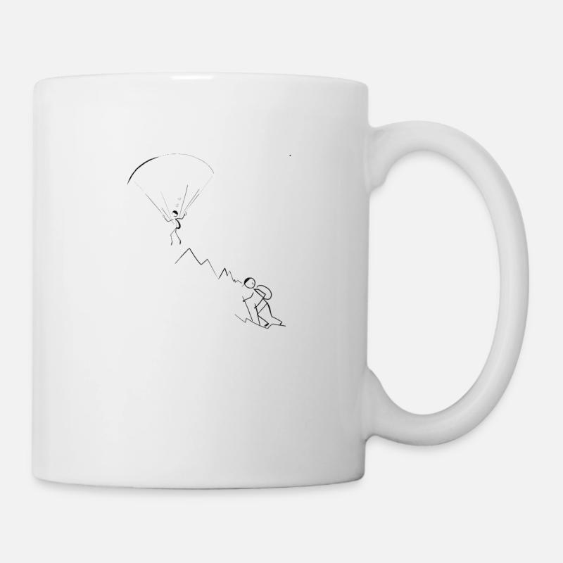 Stick Figure Paragliding Mountains Paragliding - Mug - white