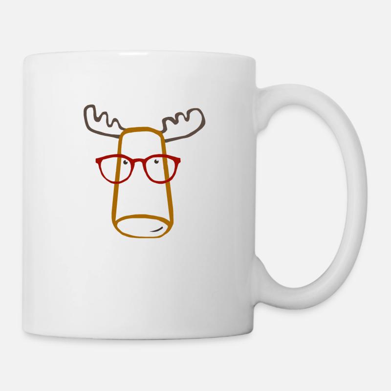 Elch mit Brille - Tasse - Weiß