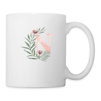 Lettre N avec des fleurs - Mug blanc - blanc - Droite