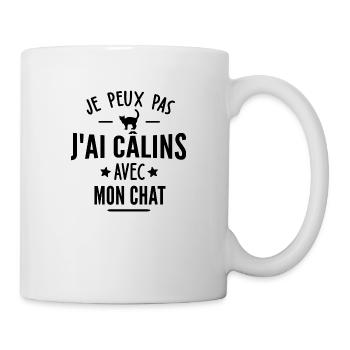 je peux pas j'ai câlins avec mon chat - Mug blanc - blanc - Droite
