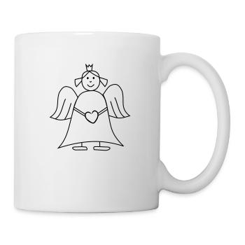 Anges gardiens avec coeur et couronne ange - Mug blanc - blanc - Droite