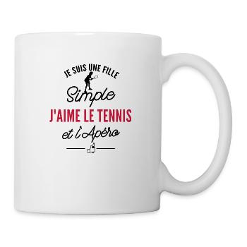 fille simple - j'aime le tennis et l'apéro - Mug blanc - blanc - Droite