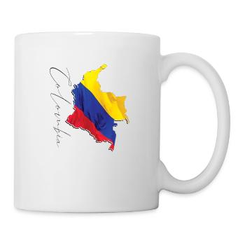 Drapeau de la Colombie réel - Carte drapeau ES / EN - Mug blanc - blanc - Droite