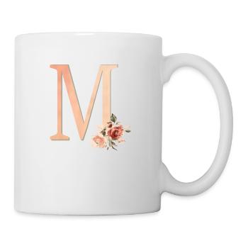 M Brief mit Blumen - Tasse - Weiß - Rechts