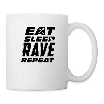 Eat Sleep Rave Repeat Raver Musik Bass Techno - Tasse - Weiß - Rechts