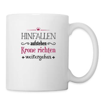 Krone richten 2 farbig - Tasse - Weiß - Rechts