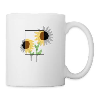Sonnenblume Grau&Farbe - Tasse - Weiß - Rechts