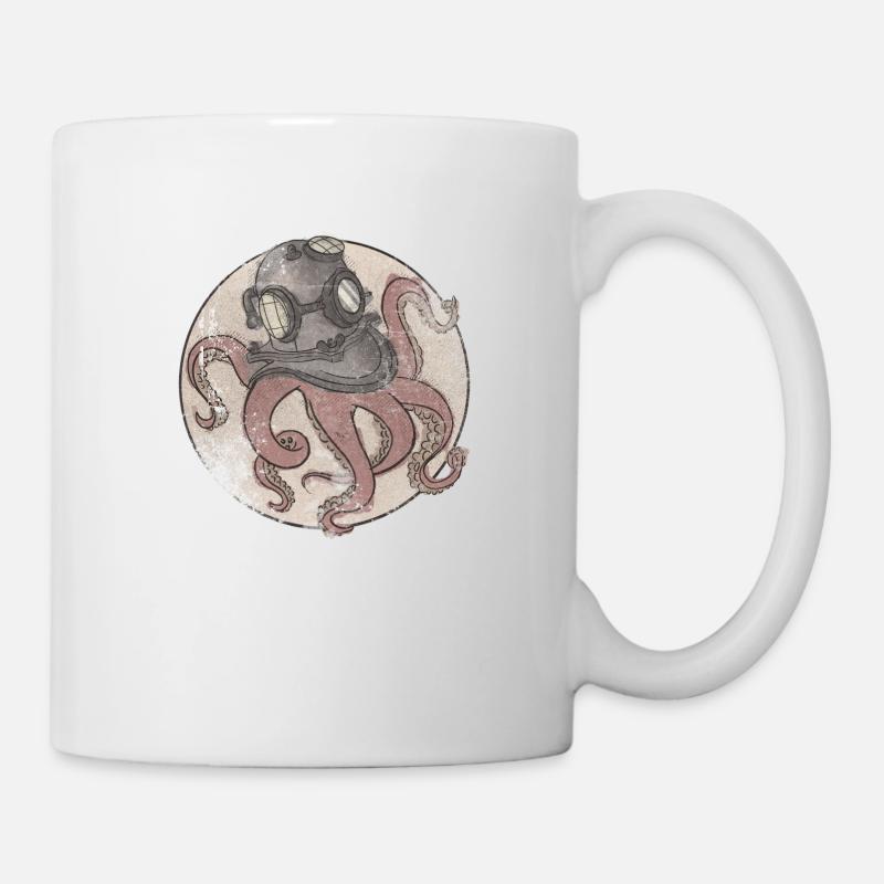 Poulpe en casque de plongée - Mug blanc - blanc