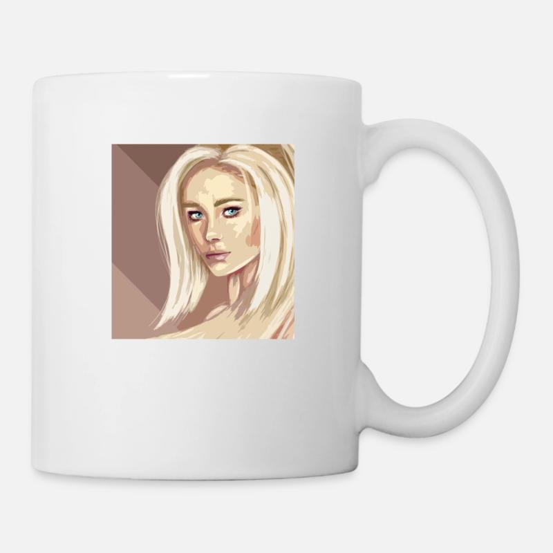 Blond Girl with Blue Eyes - Mug blanc - blanc