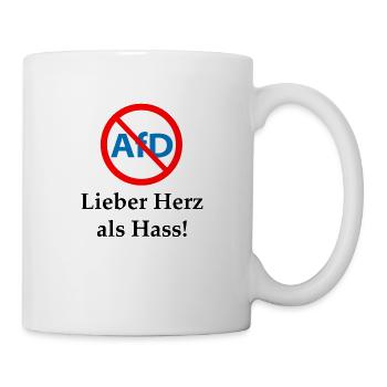 Gegen AfD! Herz statt Hass - Tasse - Weiß - Rechts