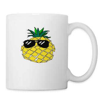 funny pineapple with sunglasses - Mug - white - Right