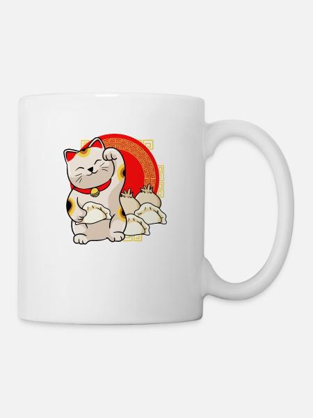 Lucky Cat And Dumplings - Mug - white