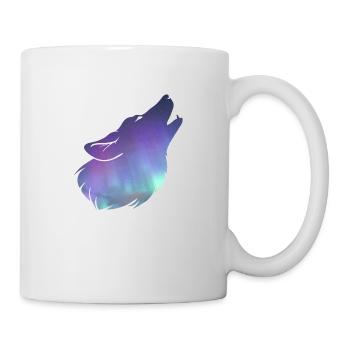 Loup hurlant avec l’effet de aurores boréales - Mug blanc - blanc - Droite