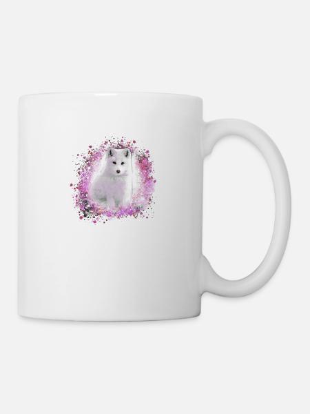 polarfuchs, fuchs,pink,aquarell ,malerei - Tasse - Weiß