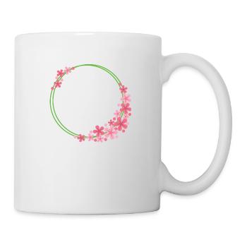 Blumen Rahmen Rund - Tasse - Weiß - Rechts
