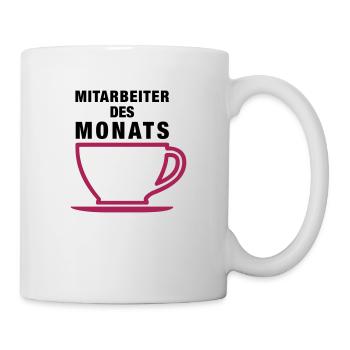 Mitarbeiter des Monats, Kaffee, Büro, Spruch - Tasse - Weiß - Rechts