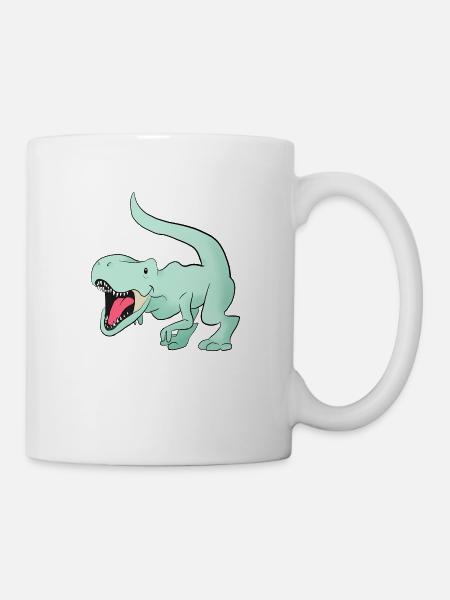 niedliche Mint grün t rex Dinosaurier - Tasse - Weiß