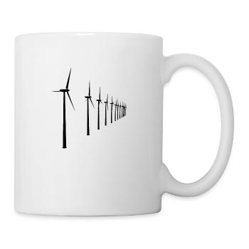 Schwarze Silhouette mit Windkraftanlagen - Tasse - Weiß - Rechts