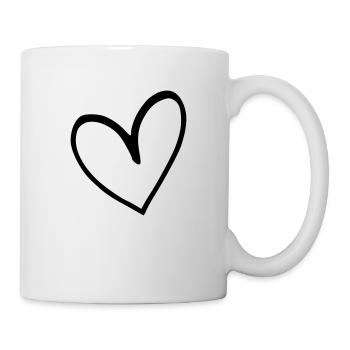 Émoji de coeur esquisse - Mug blanc - blanc - Droite