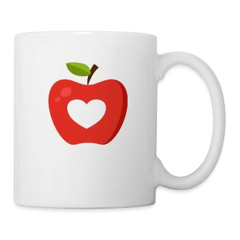 Roter Apfel mit Herz als Geschenkidee Motiv - Tasse - Weiß - Rechts