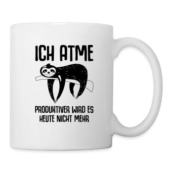 Ich atme Geschenk Faultier Faulenzer Spruch - Tasse - Weiß - Rechts