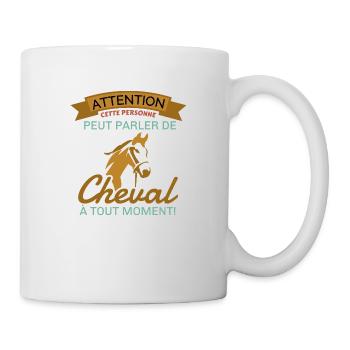 Attention Cheval Cadeau - Mug blanc - blanc - Droite