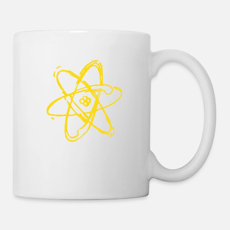 atom gelb - Tasse - Weiß