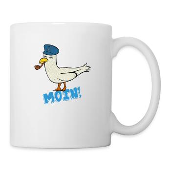 Kapitän Möwe mit Pfeife Moin - Tasse - Weiß - Rechts