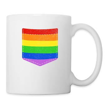 Regenbogen Flagge LGBT LGBTQ Brusttasche Gay Pride - Tasse - Weiß - Rechts
