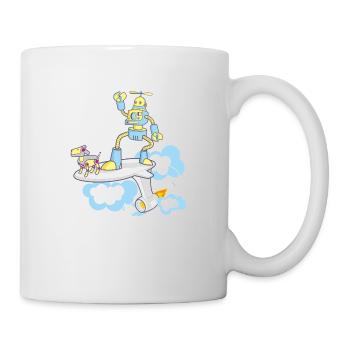 robot dog surfing - Mug - white - Right