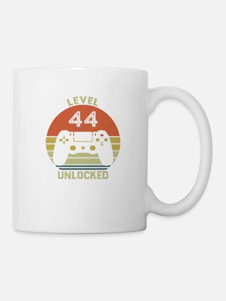 Level 44 Unlocked 44 Jahre Geburtstag Geschenk - Tasse - Weiß