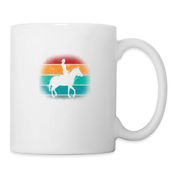 Pferd Reiten Pferdedesign Retro Geschenk Reiterin - Tasse - Weiß - Rechts