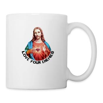 LOVE YOUR ENEMIES Jesus Christ Hand Blessing LINKS - Mug - white - Right
