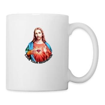 LOVE UR NEIGHBOUR Jesus Christ Hand Blessing LINKS - Mug - white - Right