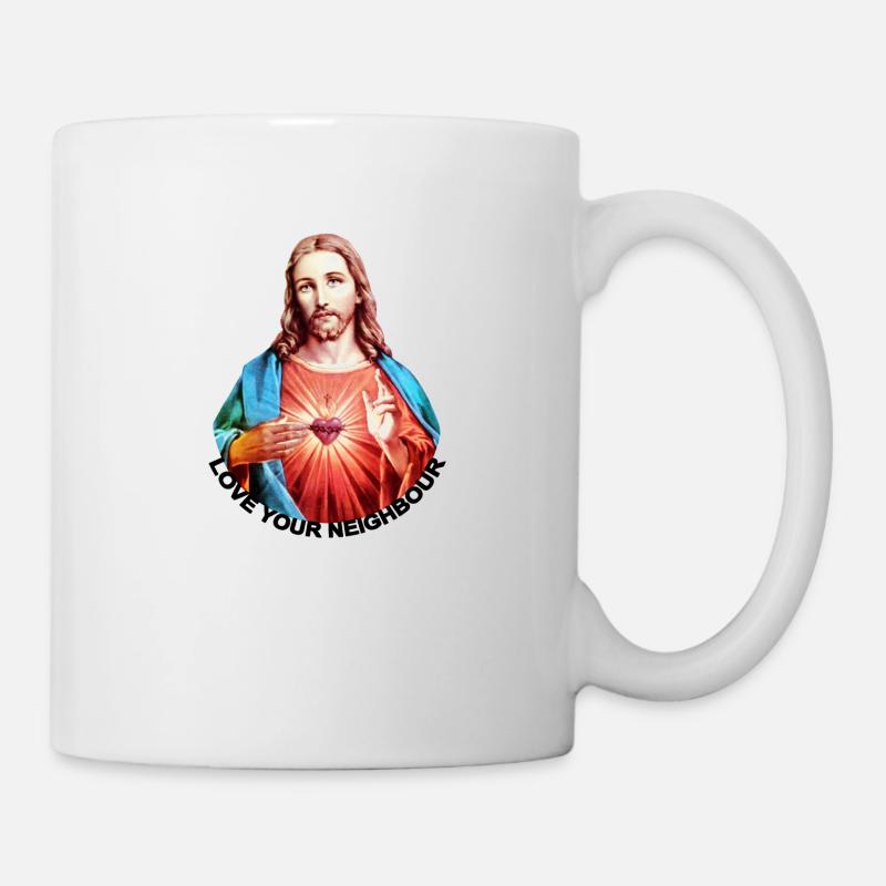 AMOUR UR VOISIN Jésus-Christ Main Bénédiction LIENS - Mug blanc - blanc