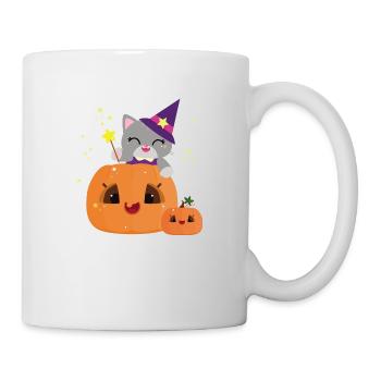 Cute halloween pumpkin witch cat - kawaii - Mug - white - Right