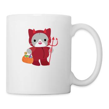 Chat d’Halloween Diable Rouge. Kawai - Mug blanc - blanc - Droite