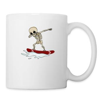 dabbing skeleton on snowboard skelett totenkopf - Tasse - Weiß - Rechts