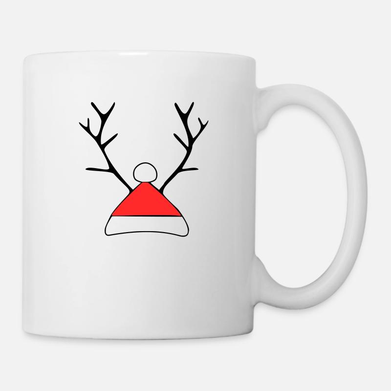 Weihnachtsmütze mit Geweih - Tasse - Weiß