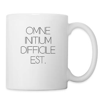 all beginning is difficult Latin quotation scripture - Mug - white - Right