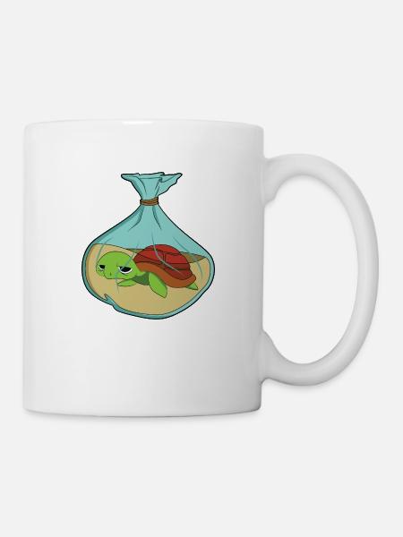 Schildkröte Klimawandel Umweltverschmutzung - Tasse - Weiß