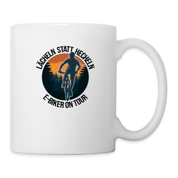 fahrrad akku e bike lächeln hecheln biker ebike - Tasse - Weiß - Rechts