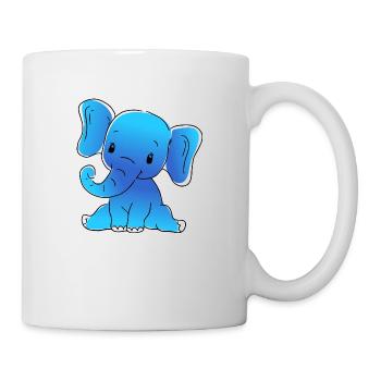blauer Baby Elefant - Tasse - Weiß - Rechts