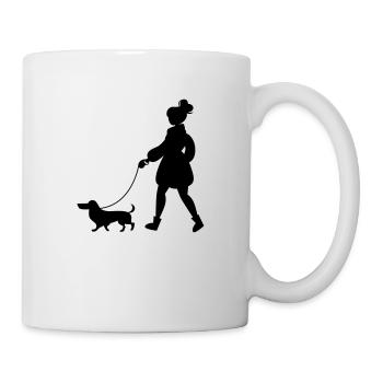Mme Dachshund Dog Walking Dog Propriétaire - Mug blanc - blanc - Droite