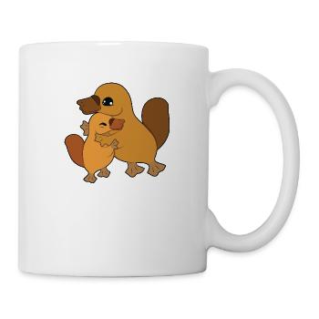 Étreinte de la famille Ornithorynque - Mug blanc - blanc - Droite
