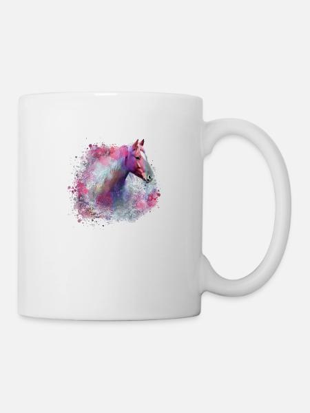 haflinger, cheval, graffiti, peinture, tête de cheval, coloré - Mug blanc - blanc
