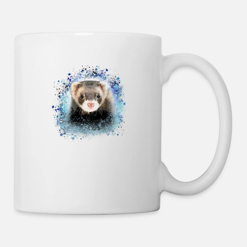 frettchen,blau,graffiti,iltis - Tasse - Weiß